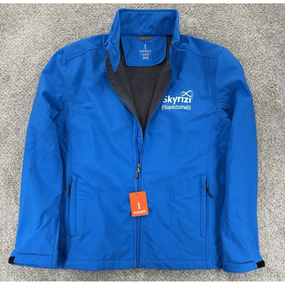 Elevate Maxon Softshell Jacket Mens XL Blue Full Zip Fleece Lined Waterproof NWT